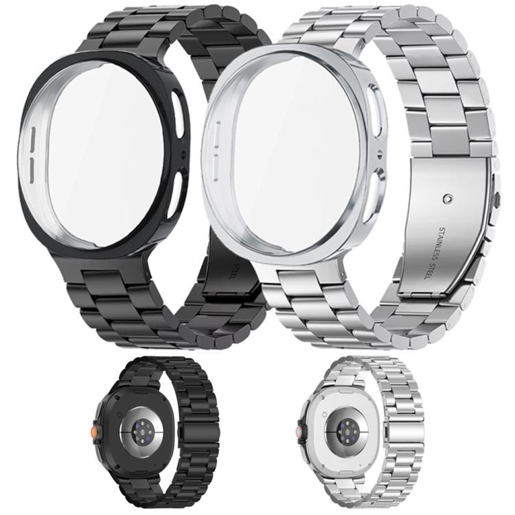Three Beads Stainless Steel Watch Band with TPU Case Set, For Samsung Galaxy Watch8 Classic 46mm, For Samsung Galaxy Watch8 44mm, For Samsung Galaxy Watch8 40mm