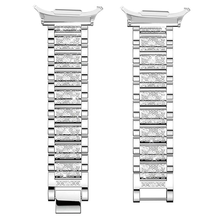 Three Beads Diamond Metal Watch Band with Hollow Diamond Case and Strap Link Remover Set, For Samsung Galaxy Watch8 44mm, For Samsung Galaxy Watch8 40mm