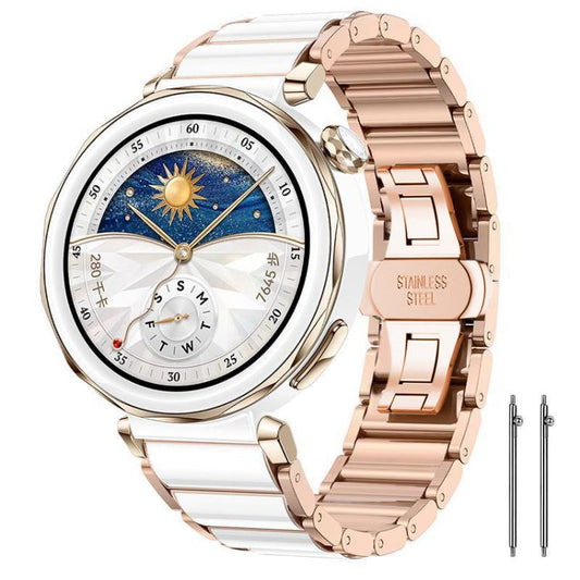 xDfind Rose Gold Buckle Ceramic Stainless Steel Watch Band, For Huawei Watch GT 6 41mm / GT 5 Pro 42mm