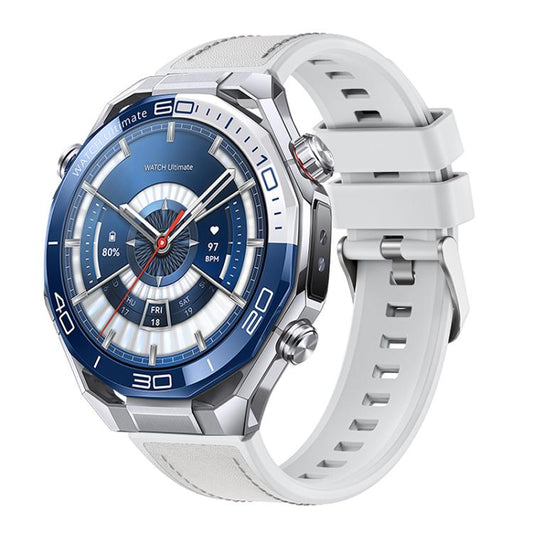 Press Button Quick Release Style Silicone Hybrid Vegan Leather Watch Band, For Huawei Watch Ultimate 2