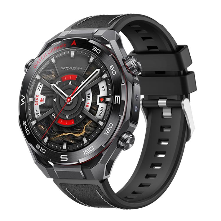 Press Button Quick Release Style Silicone Hybrid Vegan Leather Watch Band, For Huawei Watch Ultimate 2