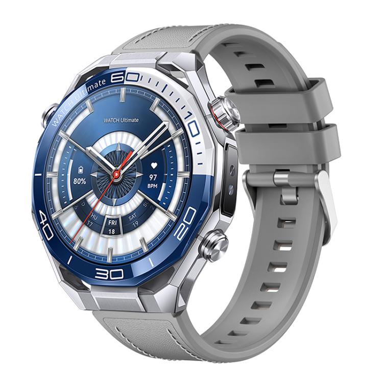 Press Button Quick Release Style Silicone Hybrid Vegan Leather Watch Band, For Huawei Watch Ultimate 2