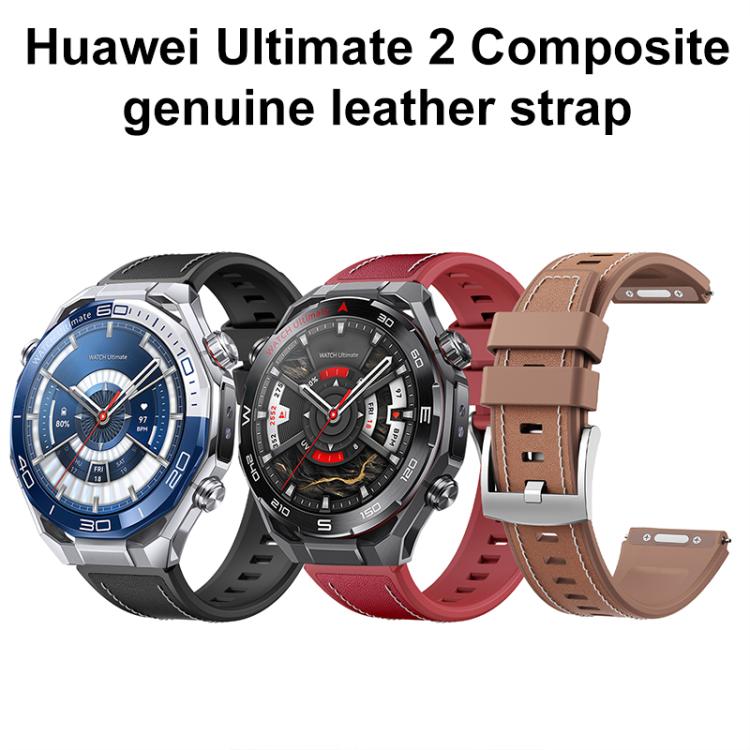 Press Button Quick Release Style Silicone Hybrid Vegan Leather Watch Band, For Huawei Watch Ultimate 2