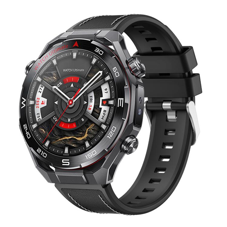 Spring Ear Style Silicone Hybrid Vegan Leather Watch Band, For Huawei Watch Ultimate 2