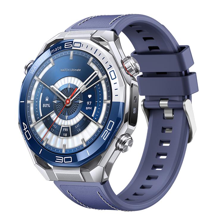 Spring Ear Style Silicone Hybrid Vegan Leather Watch Band, For Huawei Watch Ultimate 2