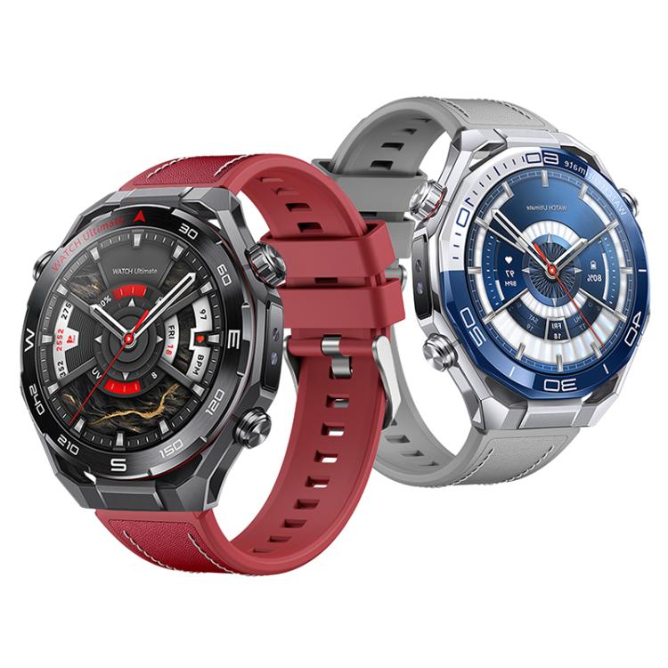 Spring Ear Style Silicone Hybrid Vegan Leather Watch Band, For Huawei Watch Ultimate 2
