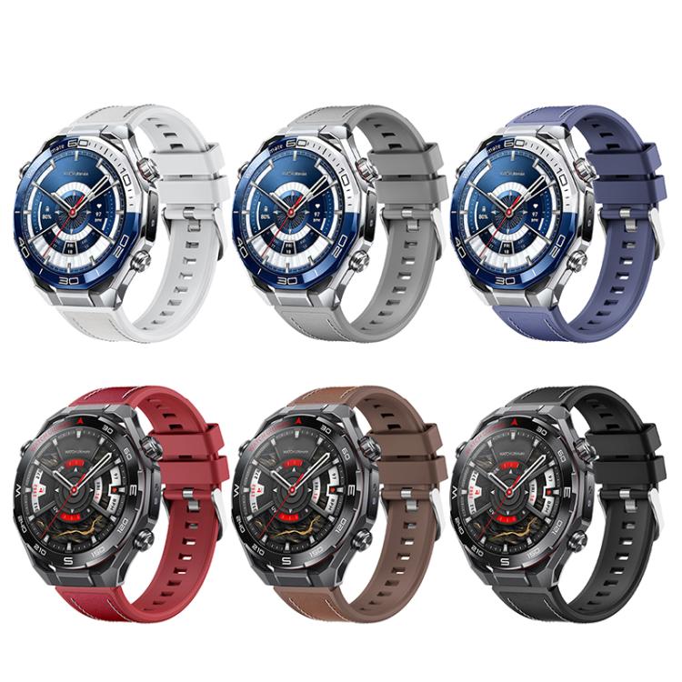 Spring Ear Style Silicone Hybrid Vegan Leather Watch Band, For Huawei Watch Ultimate 2