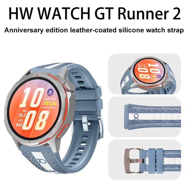 Anniversary Edition Spring Ear Skin Leather Silicone Watch Band, For Huawei Watch Ultimate 2