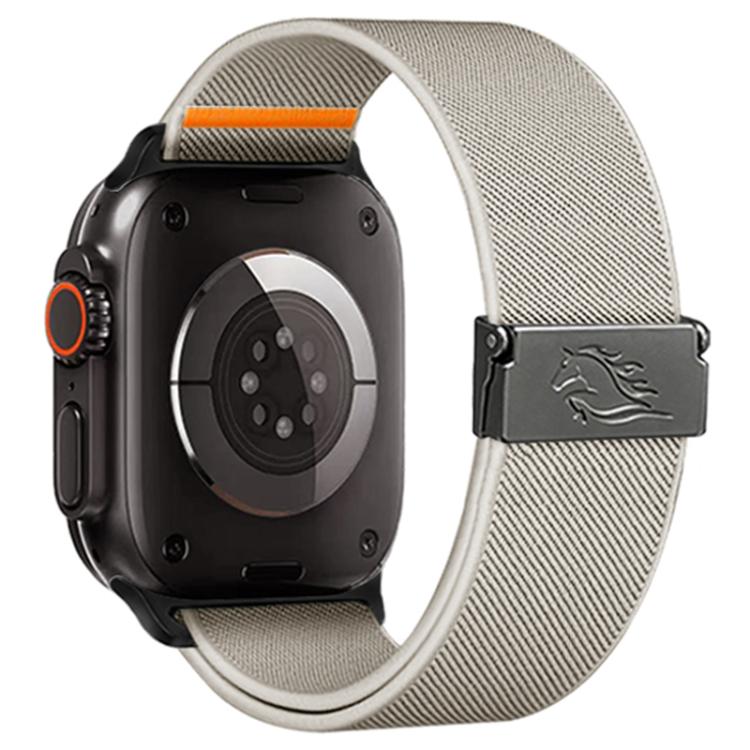 Stretch Nylon Titanium Gray Fly Horse Buckle Watch Band, For Apple Watch 46mm / 49mm / 45mm / 44mm, For Apple Watch 42mm / 41mm / 40mm / 38mm
