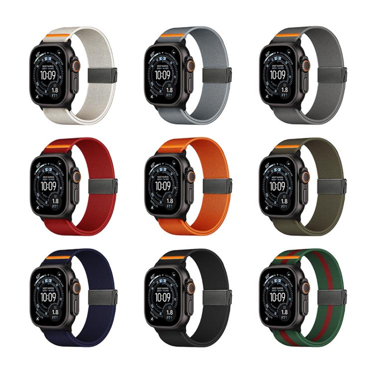 Stretch Nylon Titanium Gray Fly Horse Buckle Watch Band, For Apple Watch 46mm / 49mm / 45mm / 44mm, For Apple Watch 42mm / 41mm / 40mm / 38mm