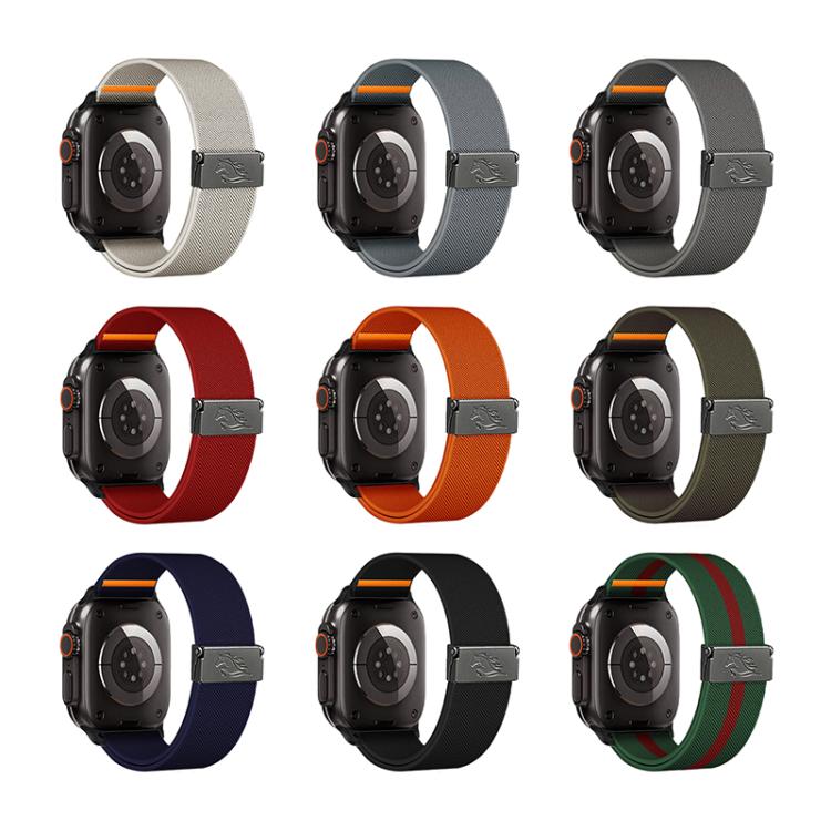 Stretch Nylon Titanium Gray Fly Horse Buckle Watch Band, For Apple Watch 46mm / 49mm / 45mm / 44mm, For Apple Watch 42mm / 41mm / 40mm / 38mm
