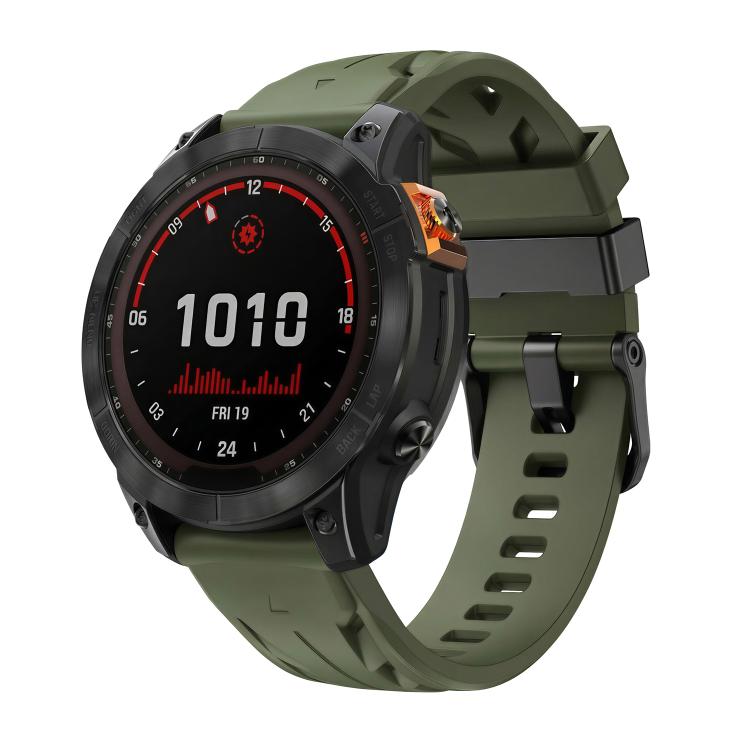 Black Pin Buckle Silicone Watch Band, For Garmin 26mm, For Garmin 22mm