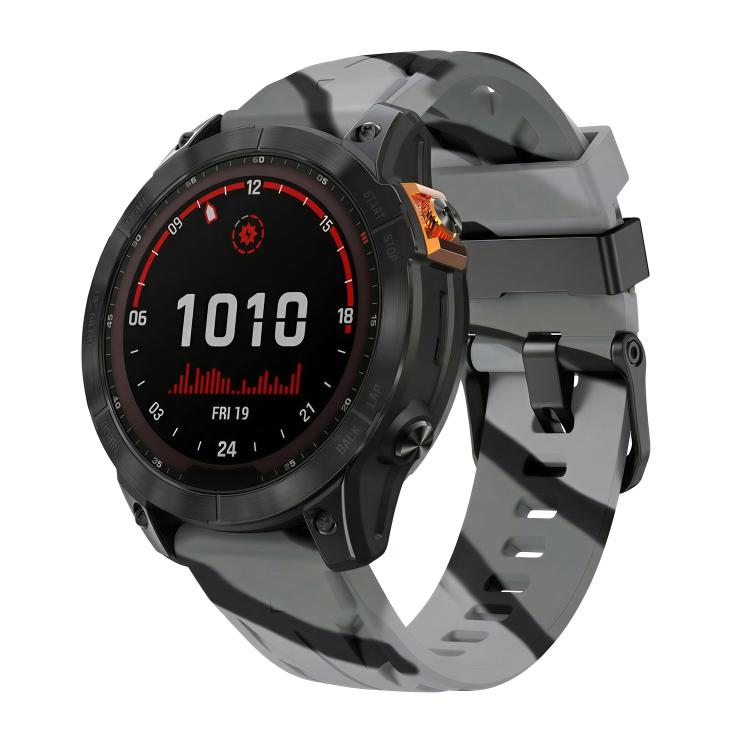 Black Pin Buckle Silicone Watch Band, For Garmin 26mm, For Garmin 22mm