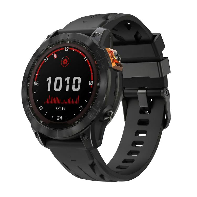 Black Pin Buckle Silicone Watch Band, For Garmin 26mm, For Garmin 22mm