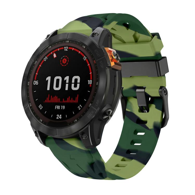 Black Pin Buckle Silicone Watch Band, For Garmin 26mm, For Garmin 22mm