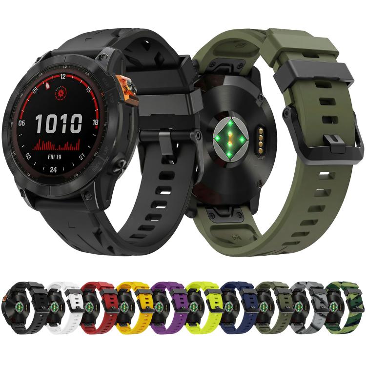Black Pin Buckle Silicone Watch Band, For Garmin 26mm, For Garmin 22mm