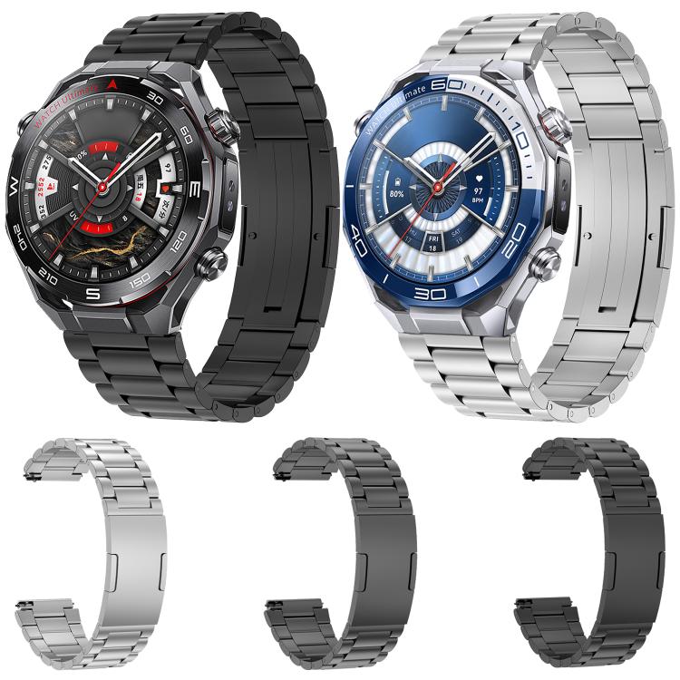 Three Beads Folding Clasp Stainless Steel Watch Band, For Huawei Watch Ultimate 2