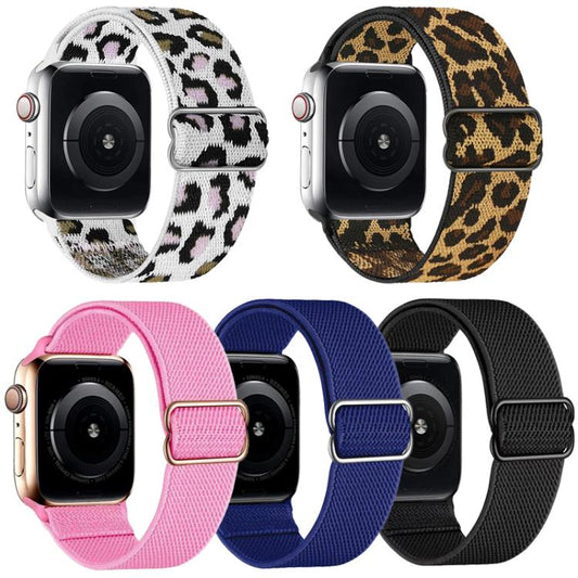 5 Pack xDfind Adjustable Slide Buckle Elastic Nylon Watch Band, For Apple Watch 42 / 44 / 45 / 46 / 49mm, For Apple Watch 38 / 40 / 41 / S11 42mm