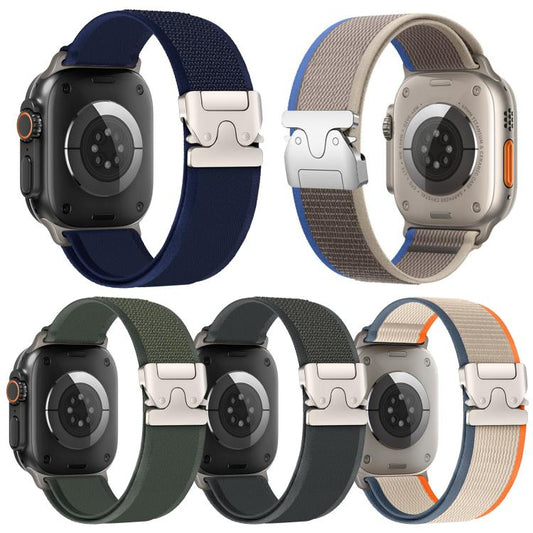 5 Pack xDfind Titanium Buckle Snap Button Loop Nylon Watch Band, For Apple Watch 42 / 44 / 45 / 46 / 49mm, For Apple Watch 38 / 40 / 41 / S11 42mm