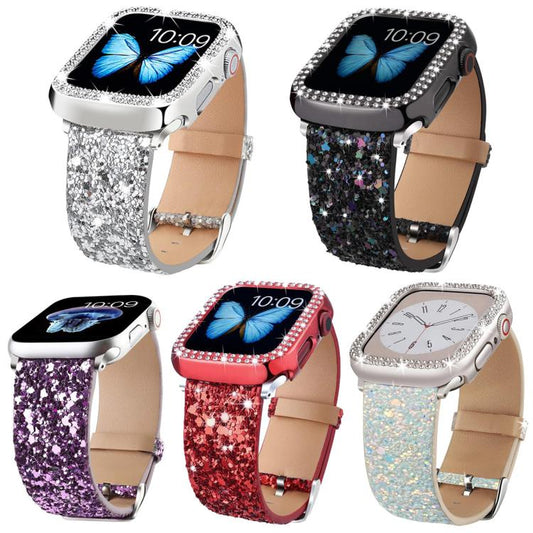 5 Pack xDfind Glitter Sequins Vegan Leather Watch Band, For Apple Watch 42 / 44 / 45 / 46 / 49mm, For Apple Watch 38 / 40 / 41 / S11 42mm