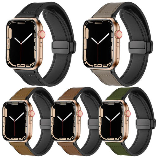 5 Pack xDfind Crazy Horse Pattern Silicone Skin Magnetic Buckle Watch Band, For Apple Watch 42 / 44 / 45 / 46 / 49mm, For Apple Watch 38 / 40 / 41 / S11 42mm