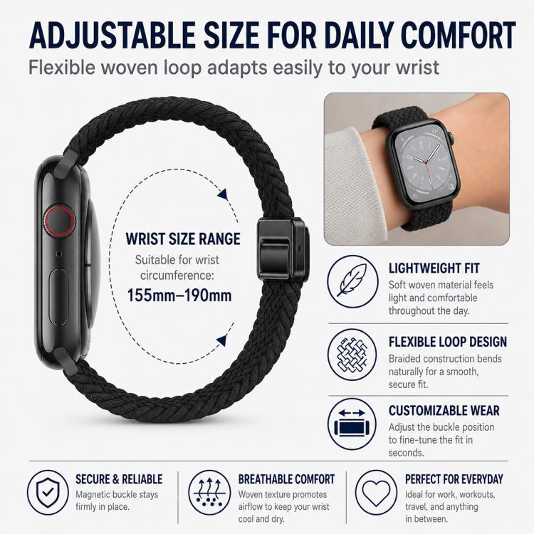5 Pack xDfind Magnetic Buckle Loop Woven Watch Band, For Apple Watch 42 / 44 / 45 / 46 / 49mm, For Apple Watch 38 / 40 / 41 / S11 42mm