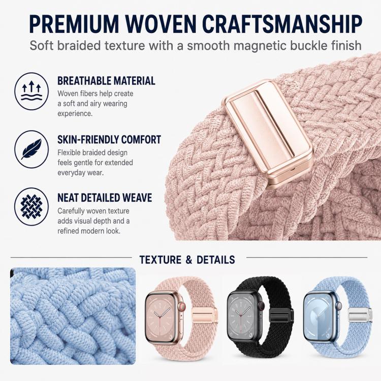 5 Pack xDfind Magnetic Buckle Loop Woven Watch Band, For Apple Watch 42 / 44 / 45 / 46 / 49mm, For Apple Watch 38 / 40 / 41 / S11 42mm
