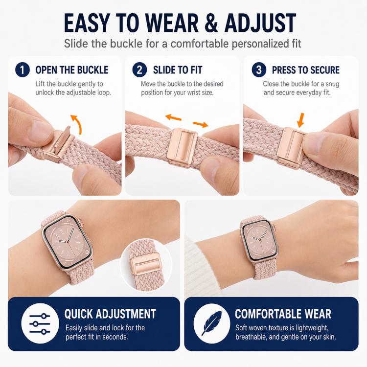 5 Pack xDfind Magnetic Buckle Loop Woven Watch Band, For Apple Watch 42 / 44 / 45 / 46 / 49mm, For Apple Watch 38 / 40 / 41 / S11 42mm