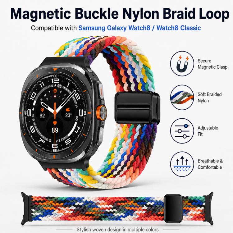 5 Pack xDfind Magnetic Buckle Nylon Braid Loop Watch Band, For Galaxy Watch9 / 8 / 8 Classic
