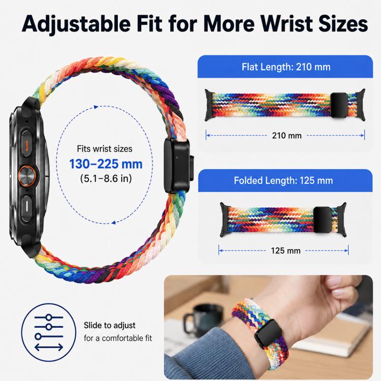5 Pack xDfind Magnetic Buckle Nylon Braid Loop Watch Band, For Galaxy Watch9 / 8 / 8 Classic