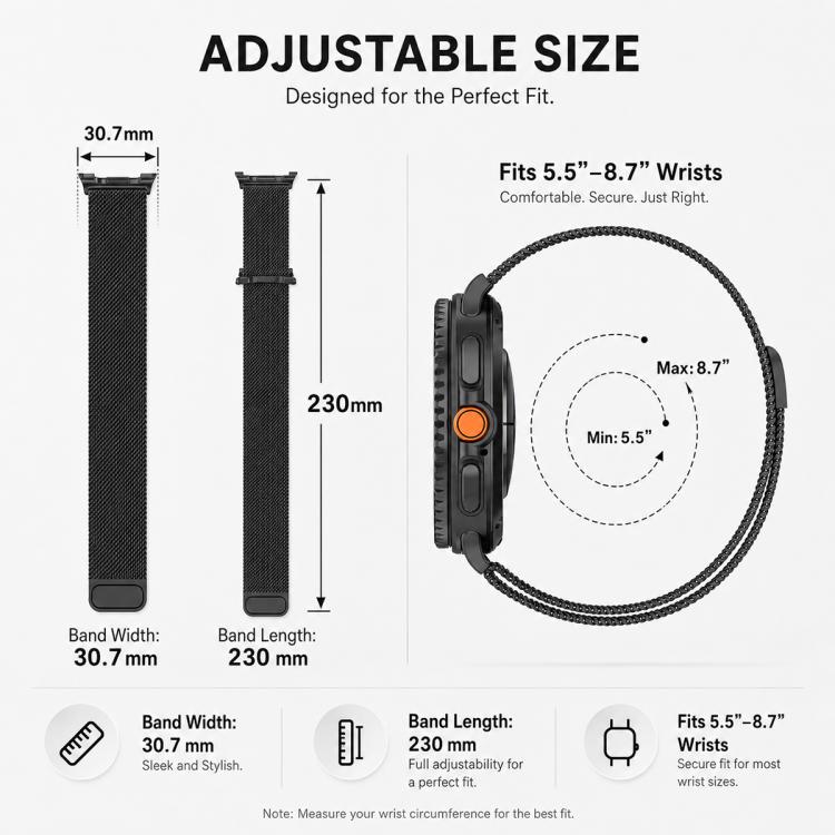 5 Pack xDfind Milanese Magnetic Metal Watch Band, For Galaxy Watch9 / 8 / 8 Classic