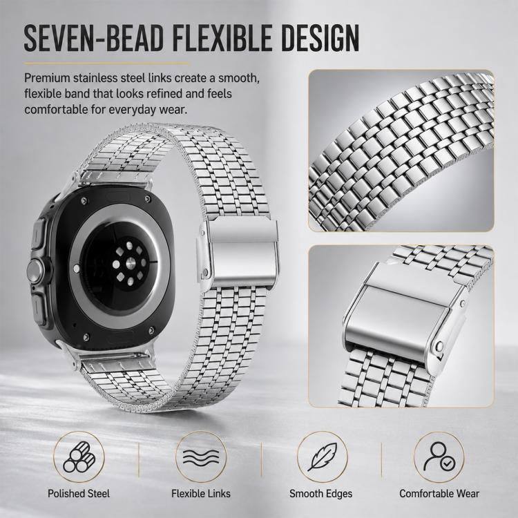 5 Pack xDfind Seven Beads Buckle Stainless Steel Watch Band, For Galaxy Watch9 / 8 / 8 Classic