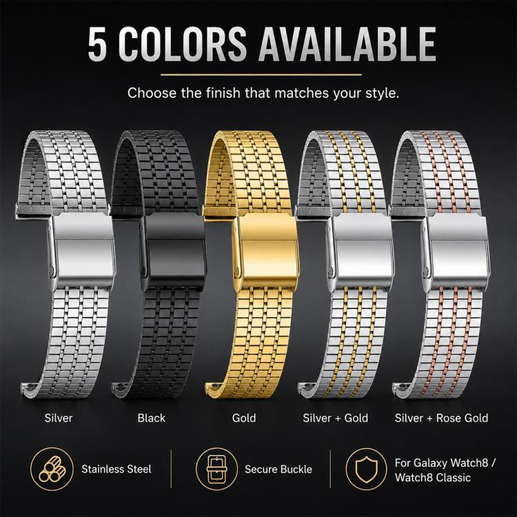 5 Pack xDfind Seven Beads Buckle Stainless Steel Watch Band, For Galaxy Watch9 / 8 / 8 Classic