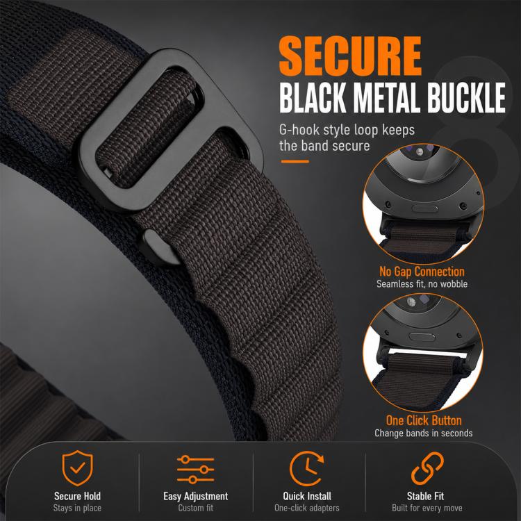 5 Pack xDfind Black Buckle Loop Nylon Watch Band, For Galaxy Watch Ultra2 2026 / 2025 / 1 2024, For Galaxy Watch9 / 8 / 8 Classic