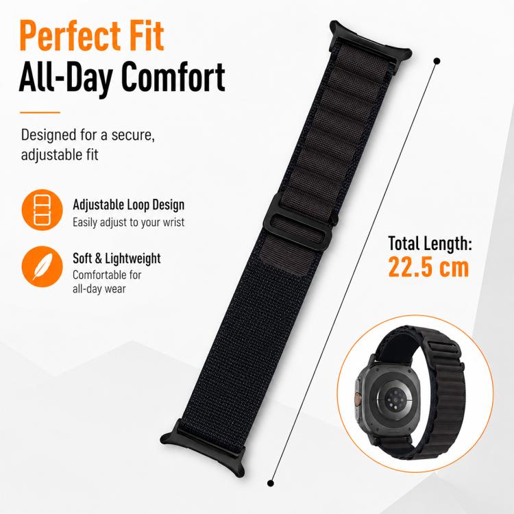 5 Pack xDfind Black Buckle Loop Nylon Watch Band, For Galaxy Watch Ultra2 2026 / 2025 / 1 2024, For Galaxy Watch9 / 8 / 8 Classic