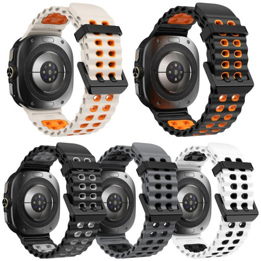 5 Pack xDfind Black Buckle Ocean Two Color Dual-row Hole Silicone Watch Band, For Galaxy Watch Ultra2 2026 / 2025 / 1 2024