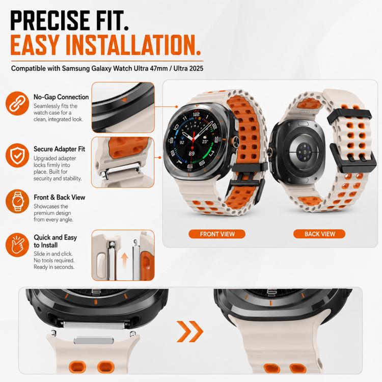 5 Pack xDfind Black Buckle Ocean Two Color Dual-row Hole Silicone Watch Band, For Galaxy Watch Ultra2 2026 / 2025 / 1 2024