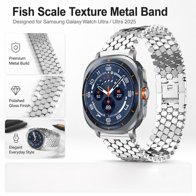 4 Pack xDfind Fish Scale Texture Metal Watch Band, For Galaxy Watch Ultra2 2026 / 2025 / 1 2024, For Galaxy Watch9 / 8 / 8 Classic