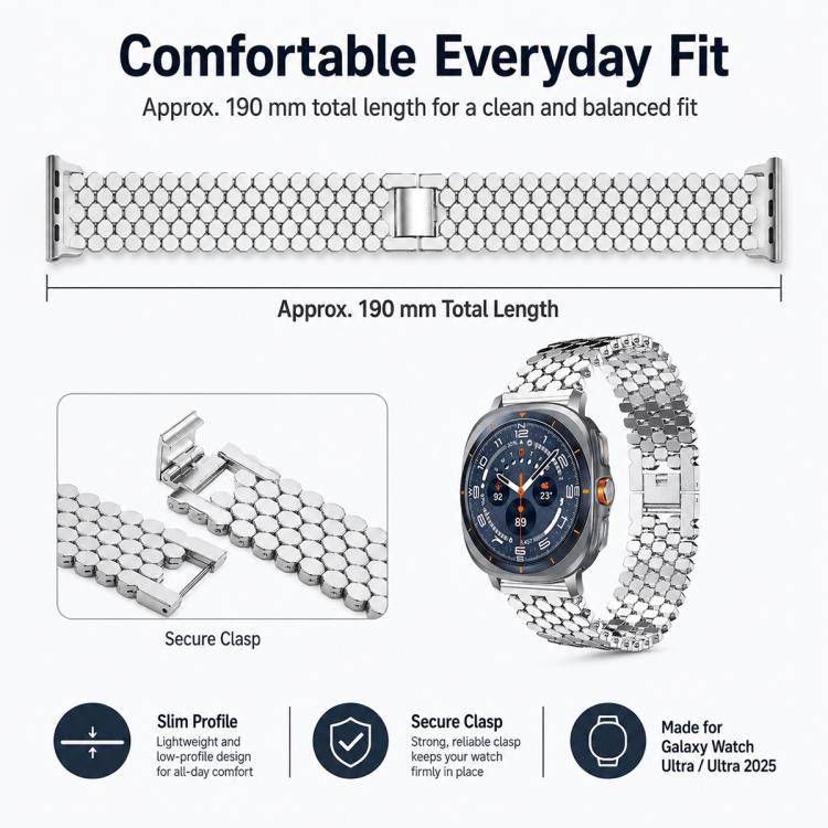 4 Pack xDfind Fish Scale Texture Metal Watch Band, For Galaxy Watch Ultra2 2026 / 2025 / 1 2024, For Galaxy Watch9 / 8 / 8 Classic