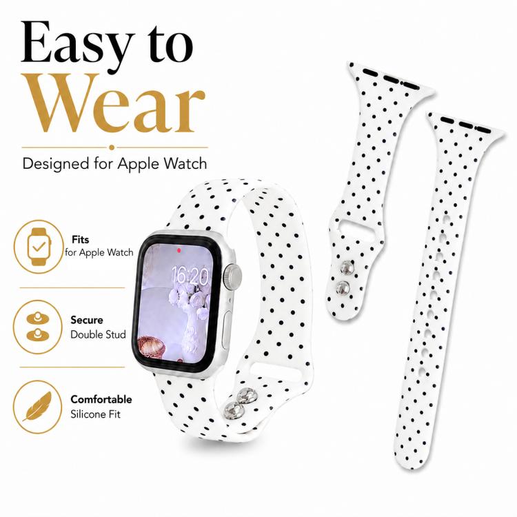 Slim Dual-Stud Buckle Dots Printed Silicone Watch Band, For Apple Watch 46mm / 49mm / 45mm / 44mm, For Apple Watch 42mm / 41mm / 40mm / 38mm