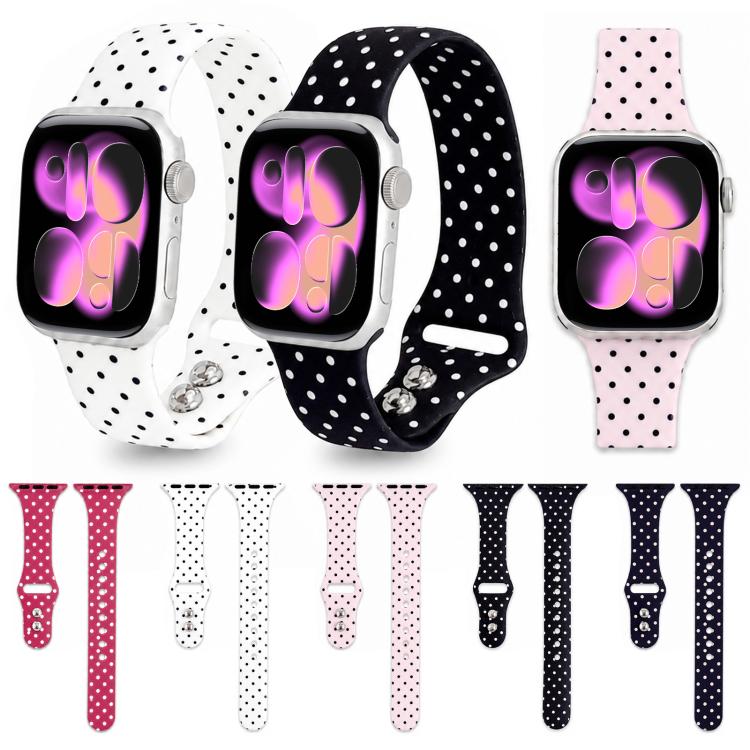 Slim Dual-Stud Buckle Dots Printed Silicone Watch Band, For Apple Watch 46mm / 49mm / 45mm / 44mm, For Apple Watch 42mm / 41mm / 40mm / 38mm