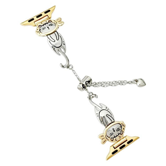 Line Cat Chain Bracelet Metal Watch Band, For Apple Watch 46mm / 49mm / 45mm / 44mm, For Apple Watch 42mm / 41mm / 40mm / 38mm