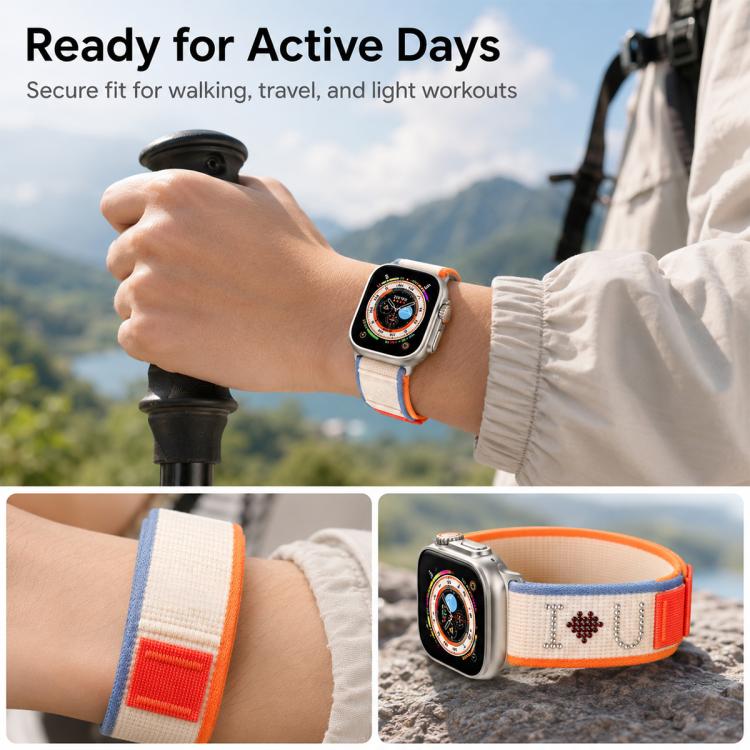 xDfind Rhinestone Hook And Loop Fastener Nylon Loop Watch Band, For Apple Watch 42 / 44 / 45 / 46 / 49mm, For Apple Watch 38 / 40 / 41 / S11 42mm