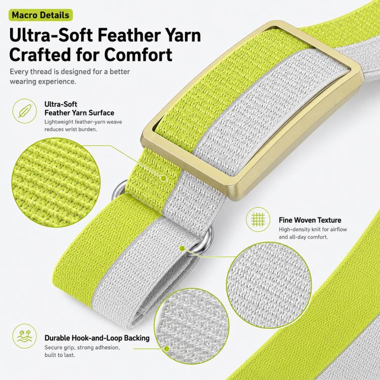 For Polar Loop xDfind Metal Round Buckle Feather Yarn Breathable Nylon Loop Watch Band, S Wrist Circumference 135–170 mm, L Wrist Circumference 170-235mm