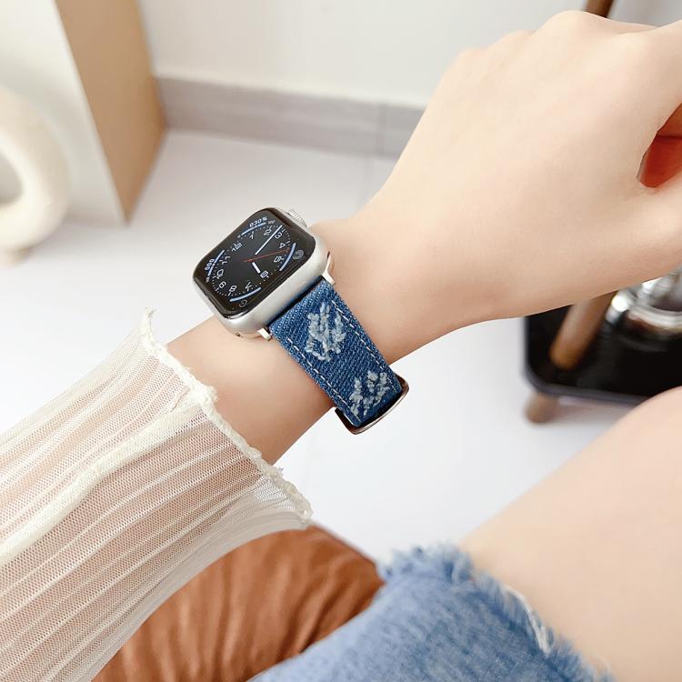 Denim Canvas Pin Buckle Watch Band, For Apple Watch 46mm / 49mm / 45mm / 44mm, For Apple Watch 42mm / 41mm / 40mm / 38mm