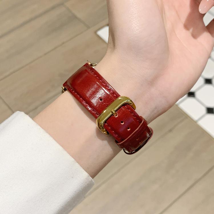 Oil Waxed Genuine Leather Pin Buckle Watch Band, For Apple Watch 46mm / 49mm / 45mm / 44mm, For Apple Watch 42mm / 41mm / 40mm / 38mm