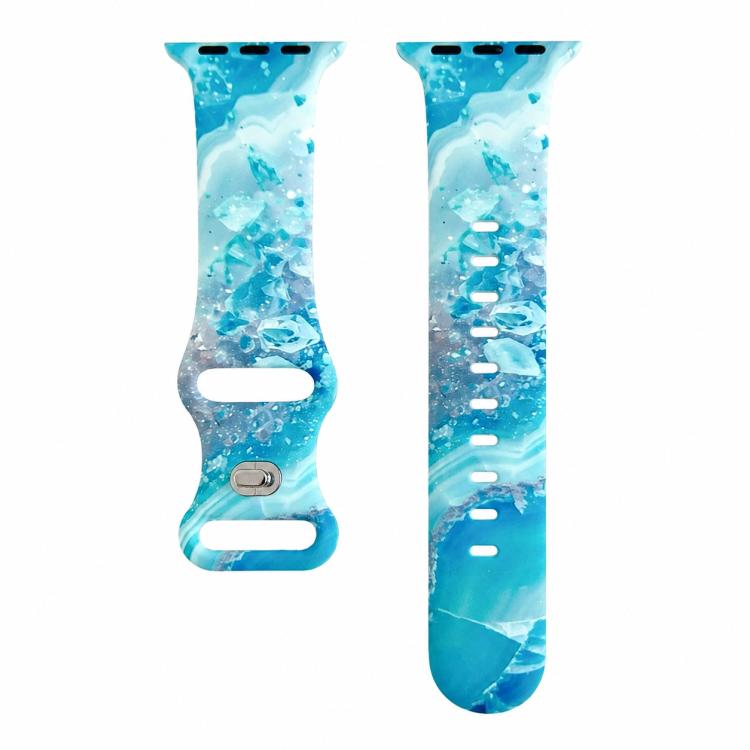 Painted Marble Print Reverse Buckle Silicone Watch Band, For Apple Watch 46mm / 49mm / 45mm / 44mm, For Apple Watch 42mm / 41mm / 40mm / 38mm