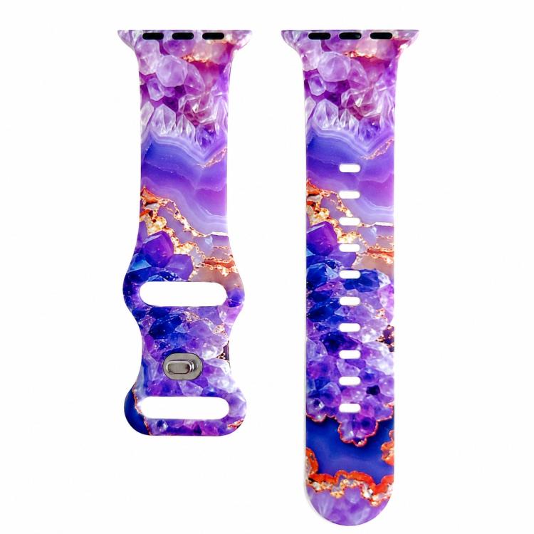 Painted Marble Print Reverse Buckle Silicone Watch Band, For Apple Watch 46mm / 49mm / 45mm / 44mm, For Apple Watch 42mm / 41mm / 40mm / 38mm