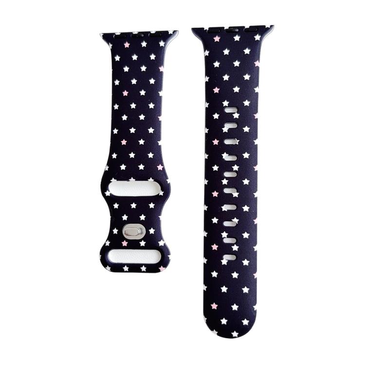 Printed Reverse Buckle Silicone Watch Band, For Apple Watch 46mm / 49mm / 45mm / 44mm, For Apple Watch 42mm / 41mm / 40mm / 38mm