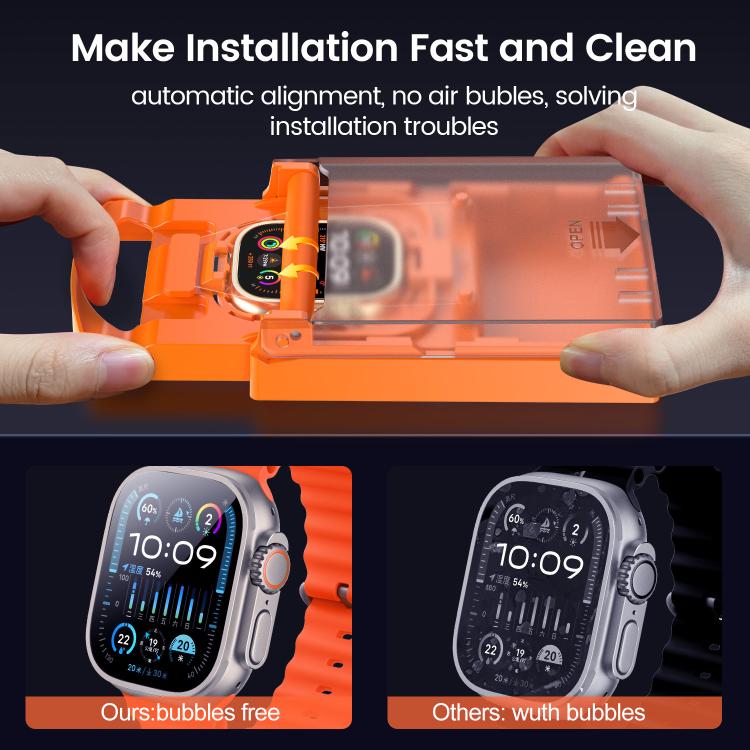 Easy Install Box Dust-Free Screen-printed Tempered Glass Film, For Apple Watch Series 6 / 5 / 4 / SE 44mm, For Apple Watch Series 6 / 5 / 4 / SE 40mm, For Apple Watch Series 11 / 10 46mm, For Apple Watch Series 11 / 10 42mm                             ...